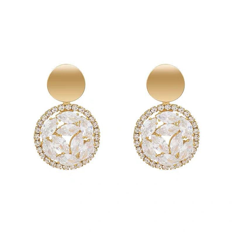 Bright Round High-end Earrings Trendy Korean Temperament Earrings Exaggerated Personality Earrings Creative Gifts.