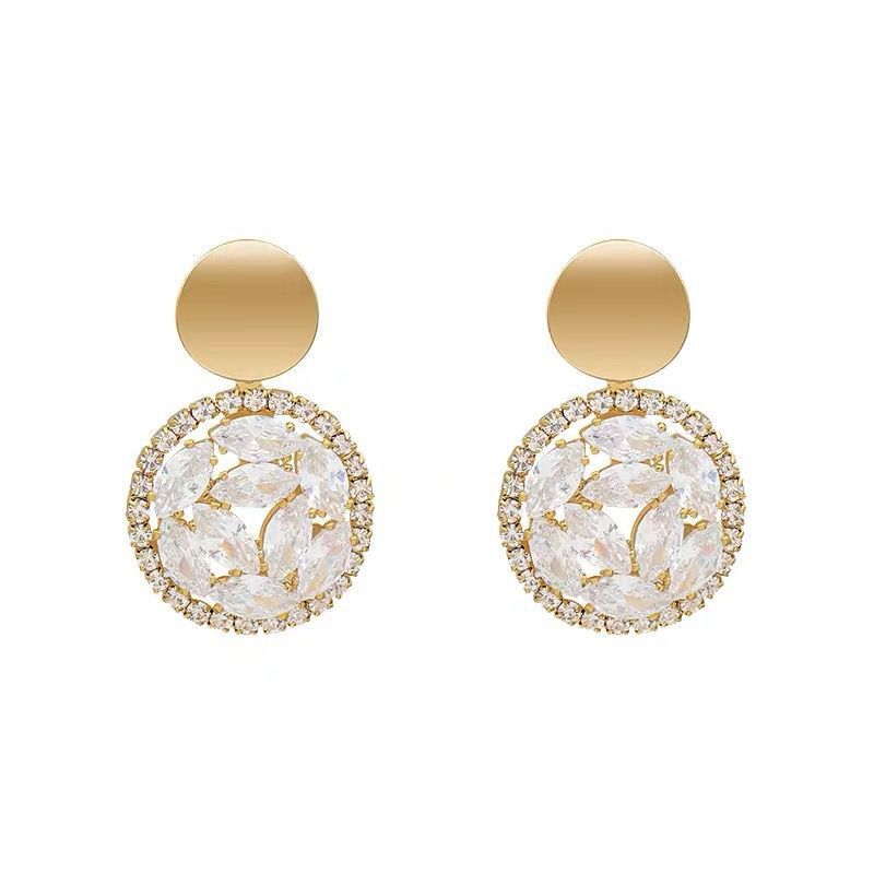 Bright Round High-end Earrings Trendy Korean Temperament Earrings Exaggerated Personality Earrings Creative Gifts.