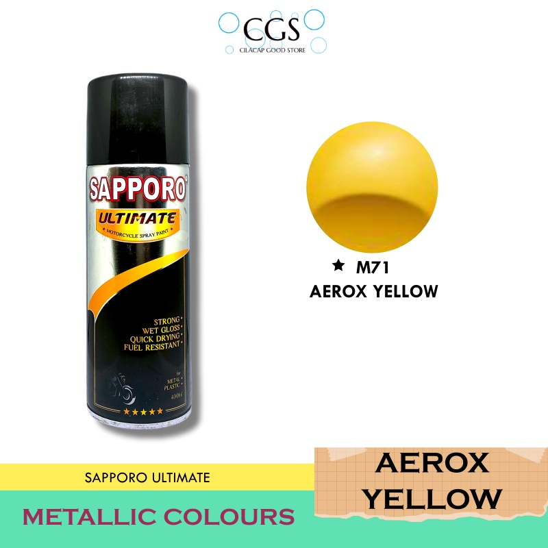 SAPPORO AEROX YELLOW M71 - cat sapporo kuning - cat motor kuning - sapporo ultimate kuning - pilok s