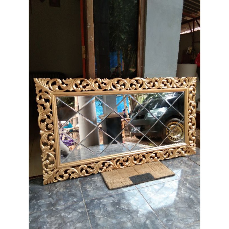 frame/figura cermin ukir kaca bevel