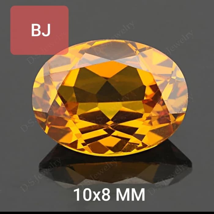 Batu Golden Yellow Safir 9 - 10 mm Oval Cutting Corundum Created