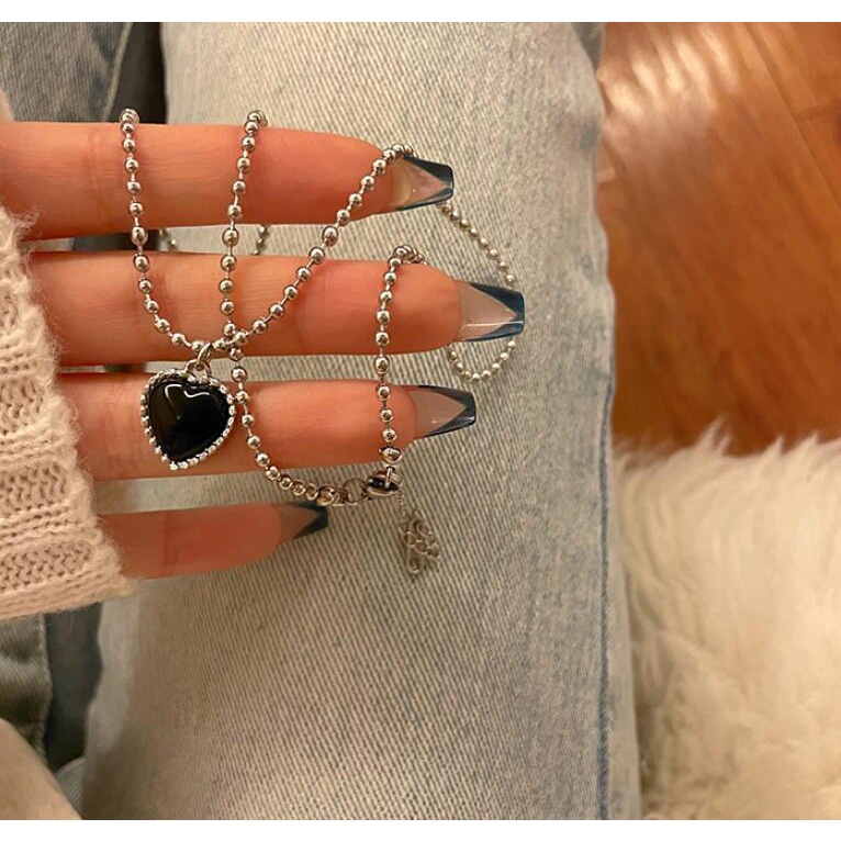 Black heart kalung untuk Wanita cahaya mewah minoritas rasa desain Gadis aksesoris kalung panjang se