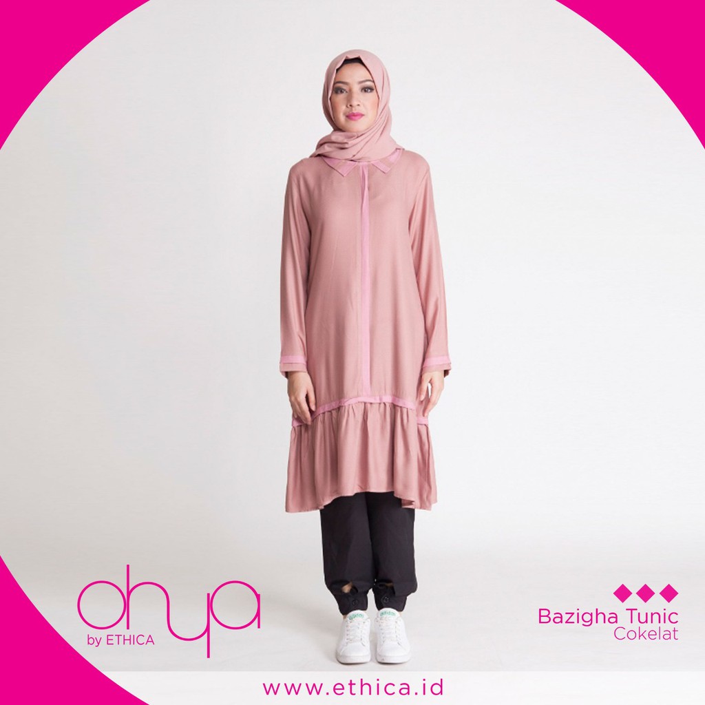  Baju Tunik Modern ETHICA AHYA Warna Coklat Dress Muslim 