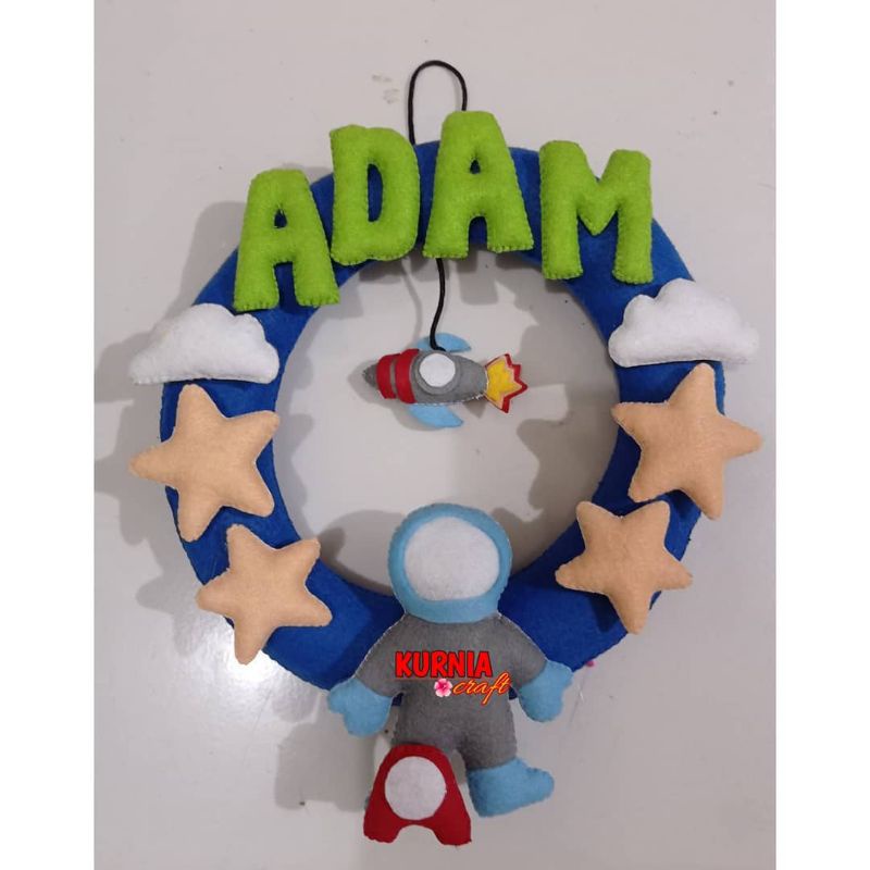 gantungan pintu nama  flanel hiasan dinding flanel