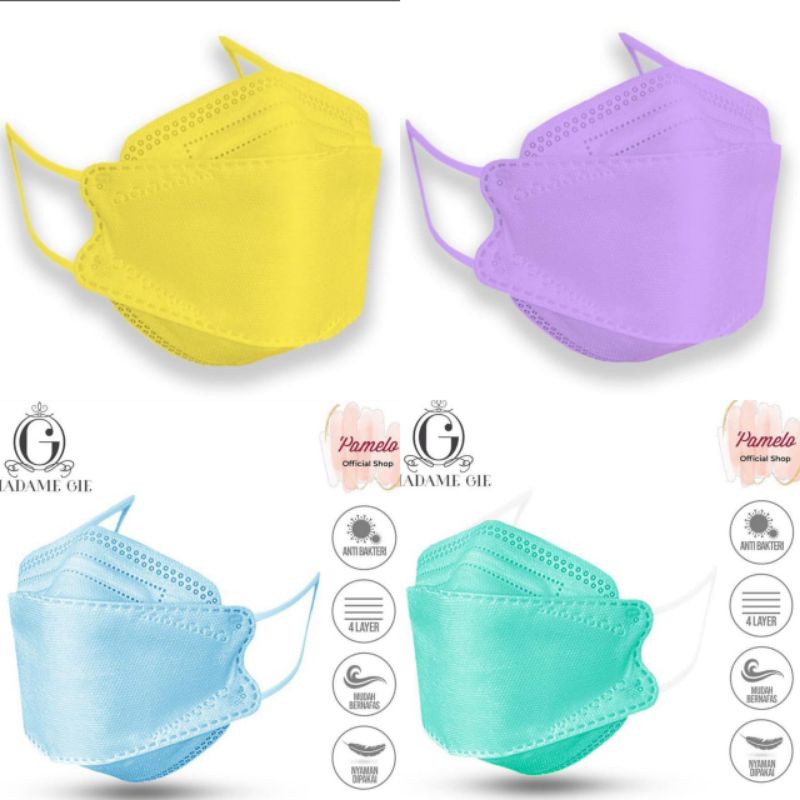 Masker kf94 Warna Kuning Ungu Tosca Biru isi 20