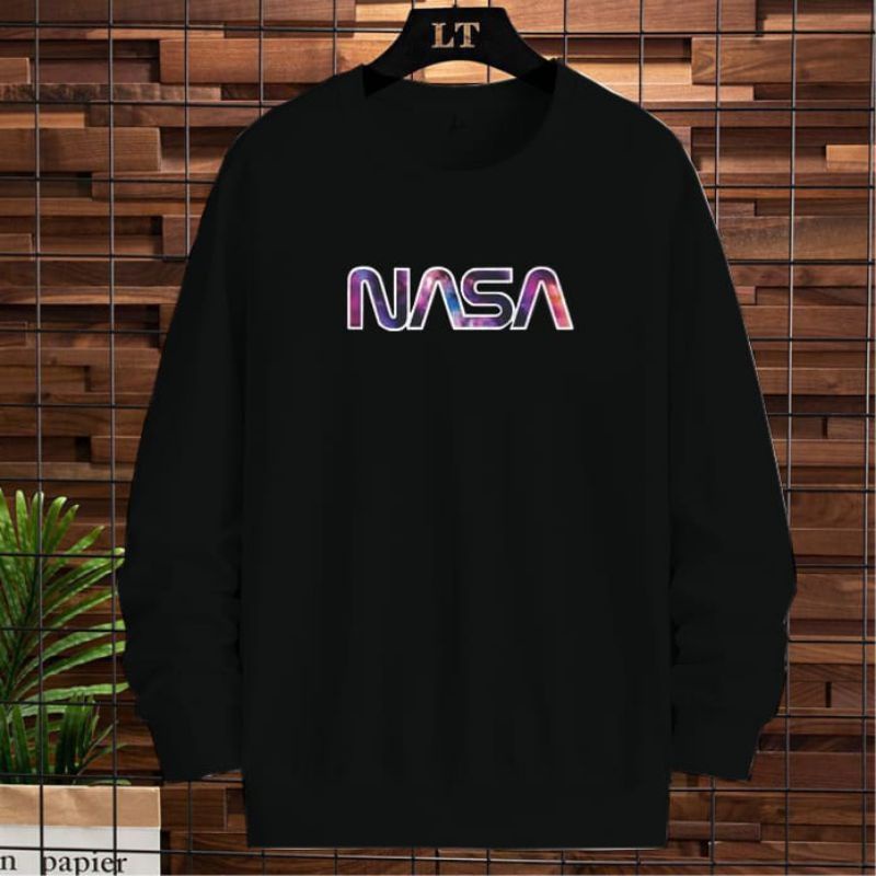 Sweater crewneck pria wanita NASA GALAXI termurah/basic pria wanita terbaru bahan fleece tebal