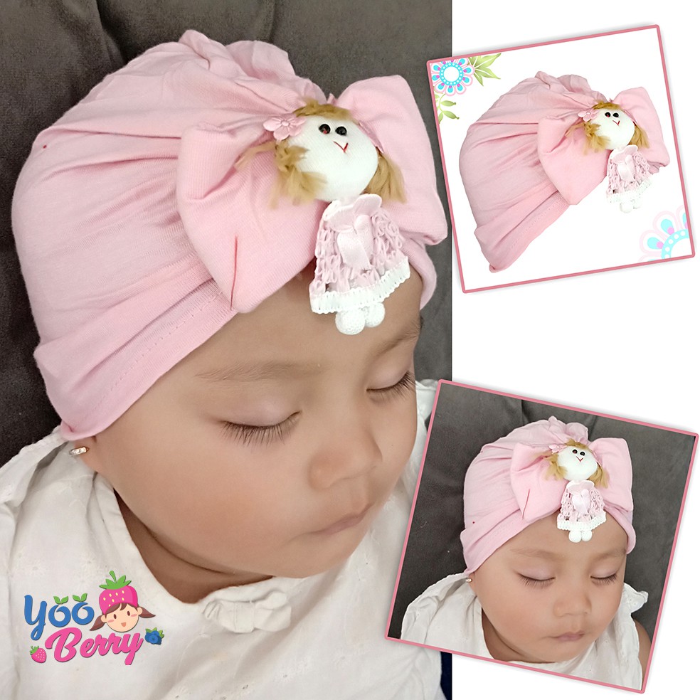 Berry Mart Turban Kaos Bayi Anak Muslim Topi Fashion Bayi Lucu Karakter Doll Berry Mart