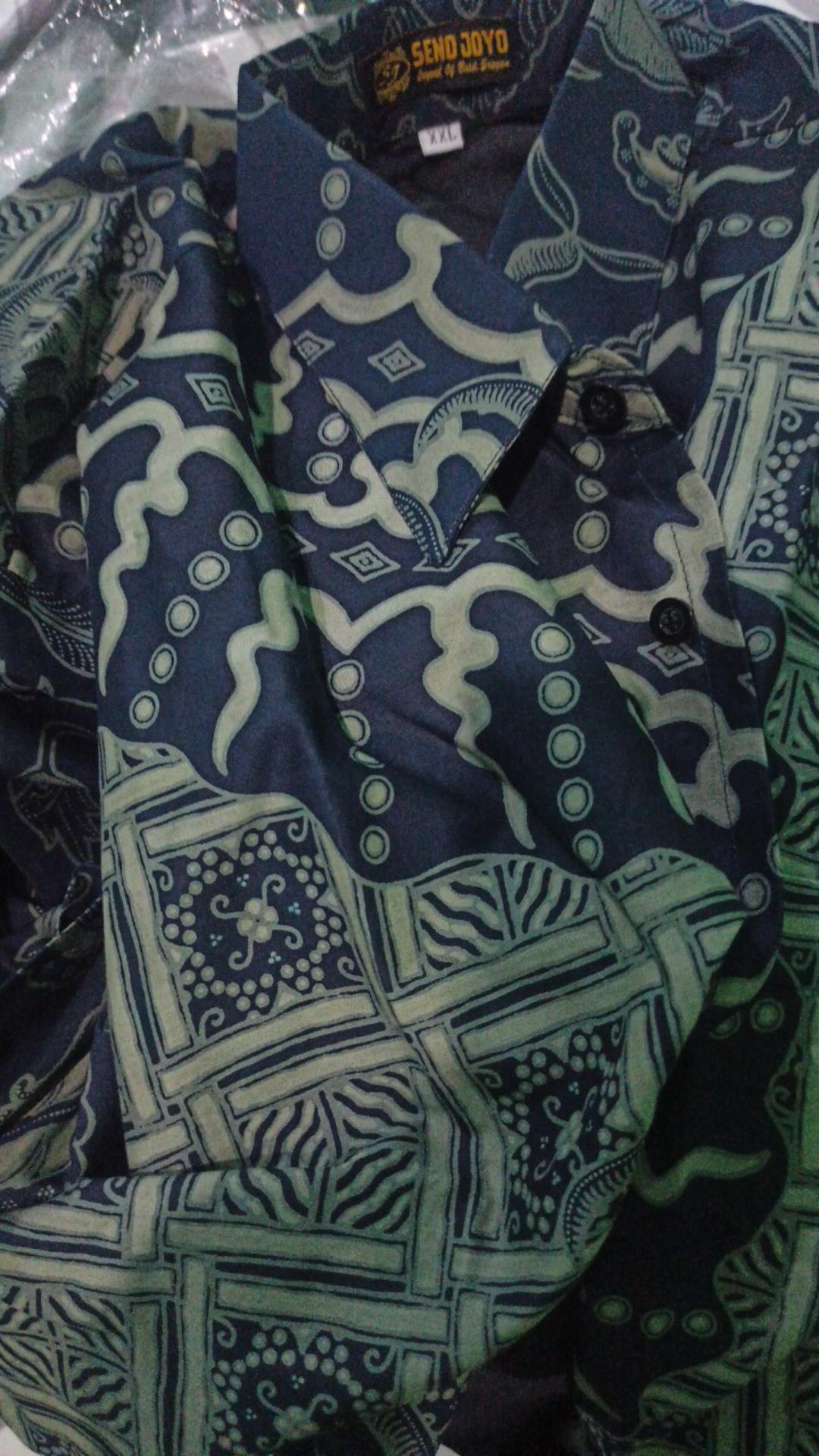 Wijoyo Navy Pendek Kemeja Batik Pria Full Furing Regular Fit Bahan Katun Primisima