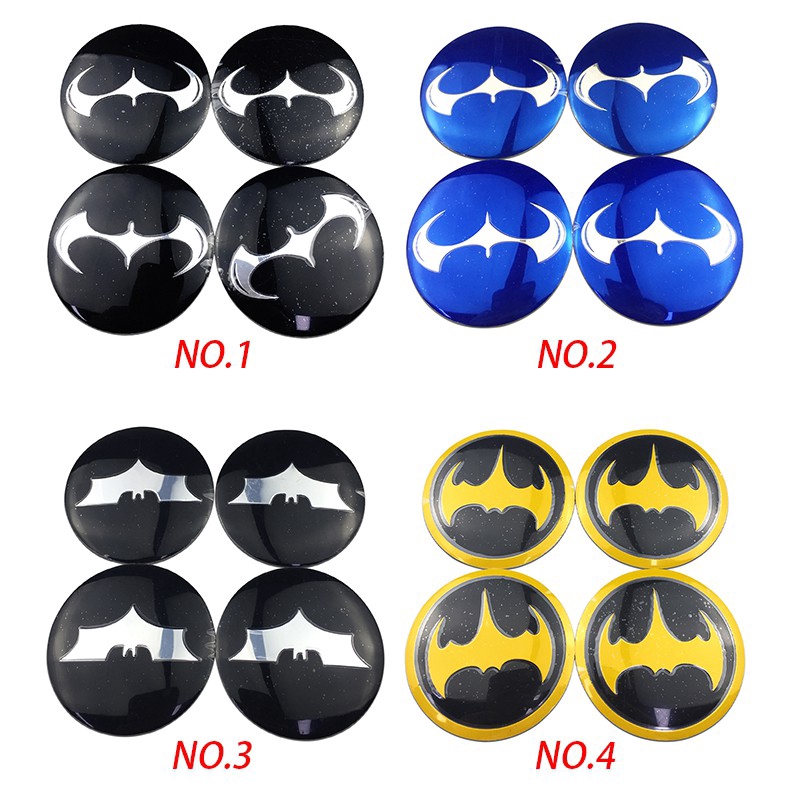 Night knight 4Pcs Stiker Emblem / Badge Bentuk Batman 56mm untuk Velg Mobil