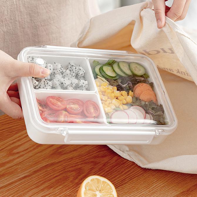 Kotak Makanan Minimalis White Bento Box Food container Kotak sayur sekat - HW049