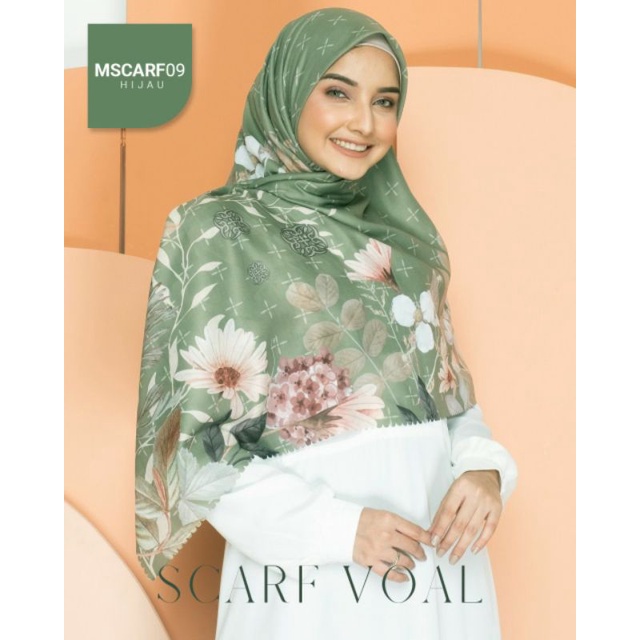 MSCRAF 09 UKHTI MUNIRA | Jilbab Scraf Segiempat Bahan Premium Voal Shinny Pinggir Cutting Hijab Squa