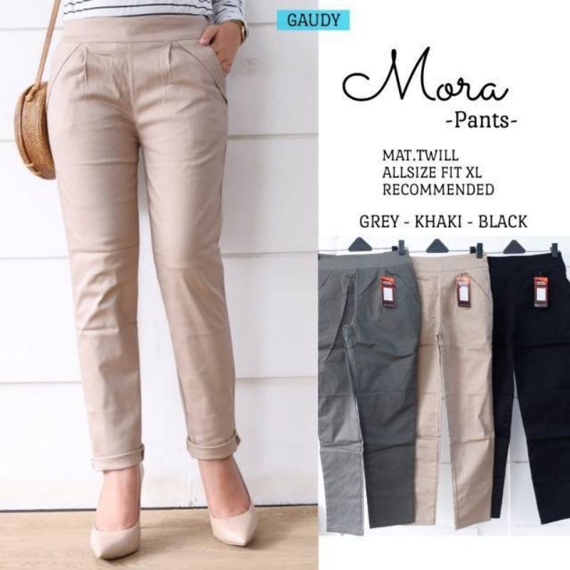 Celana Panjang Wanita Kantor Bahan Katun Twill Combed Premium / Baggy Pants Katun Wanita Premium Jumbo