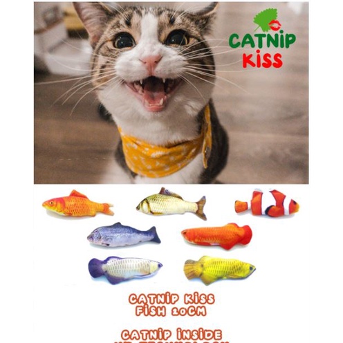 Boneka IKAN isi Catnip untuk Kucing/Anjing - Mainan Hewan Lucu anti stress cat pet toy