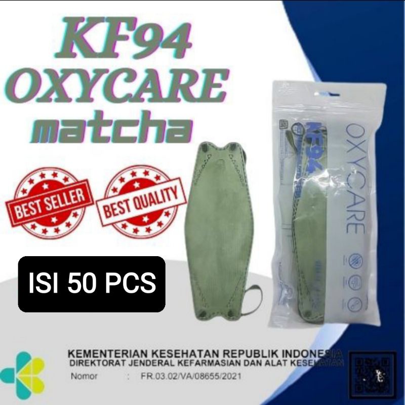 Masker Kf94 isi 50pcs 4ply High Quality Bahan Nyaman dan Lembut Semarang-KF94 ISI 50 MATCHA
