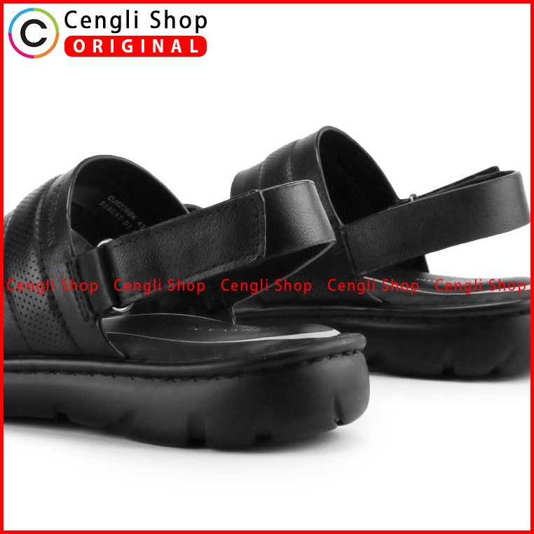 SANDAL OBERMAIN PRIA ORIGINAL SLINGBACK CASUAL KULIT ASLI HITAM OM06