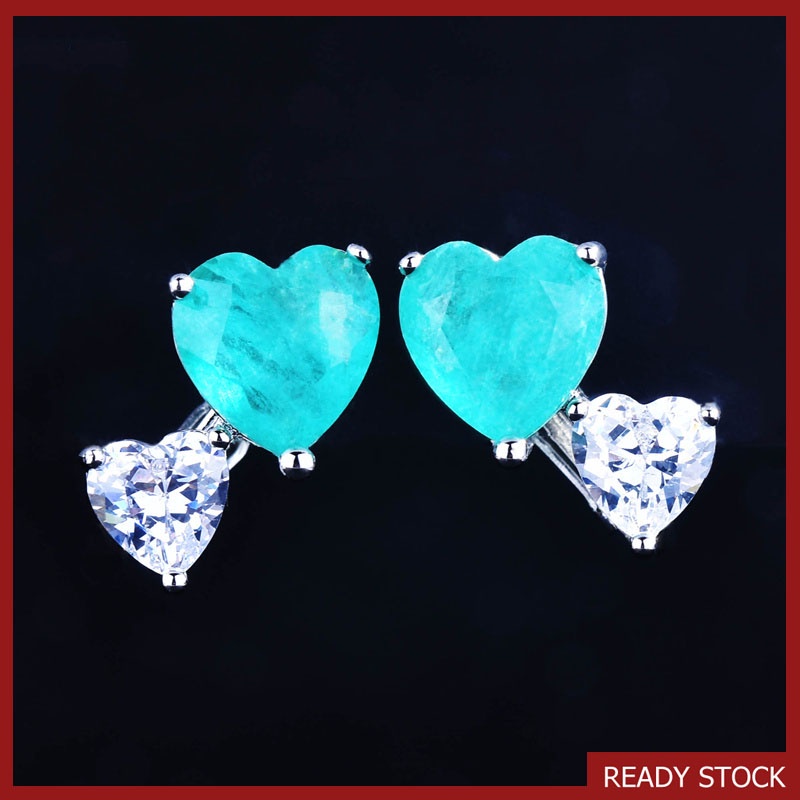 925 Silver Luxury Topaz Earrings Heart-Shaped