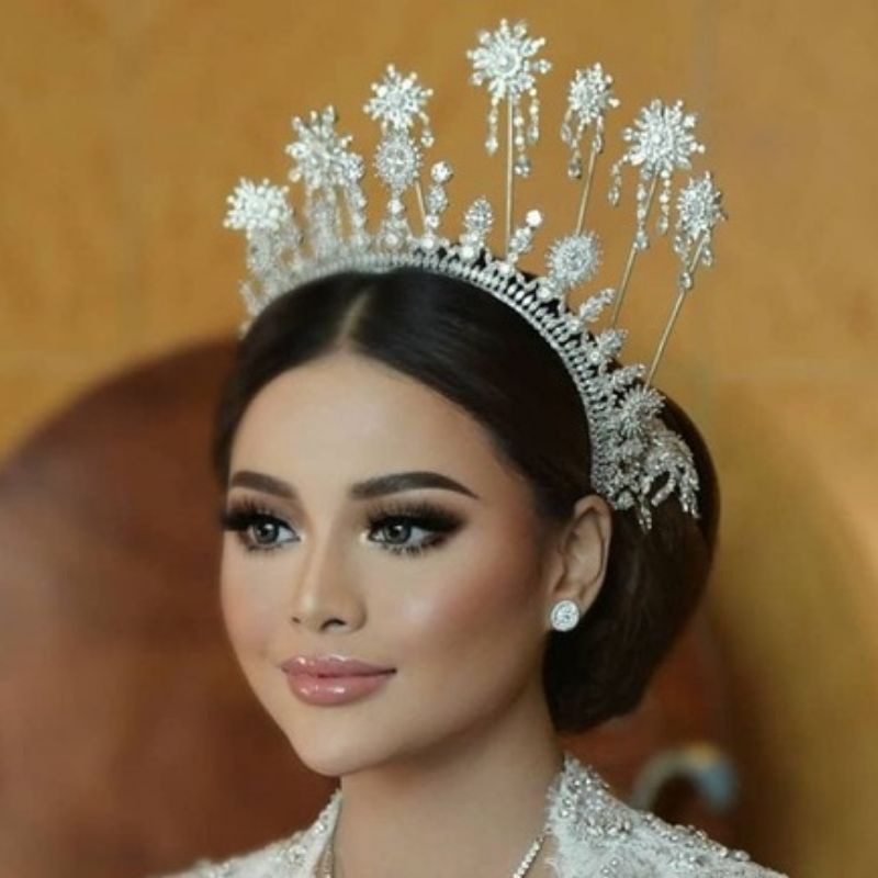 mahkota aurel crown zircon pengantin bridal silver