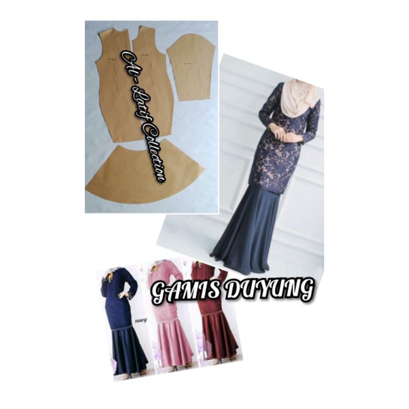 pola instan / pola jiplak gamis duyung