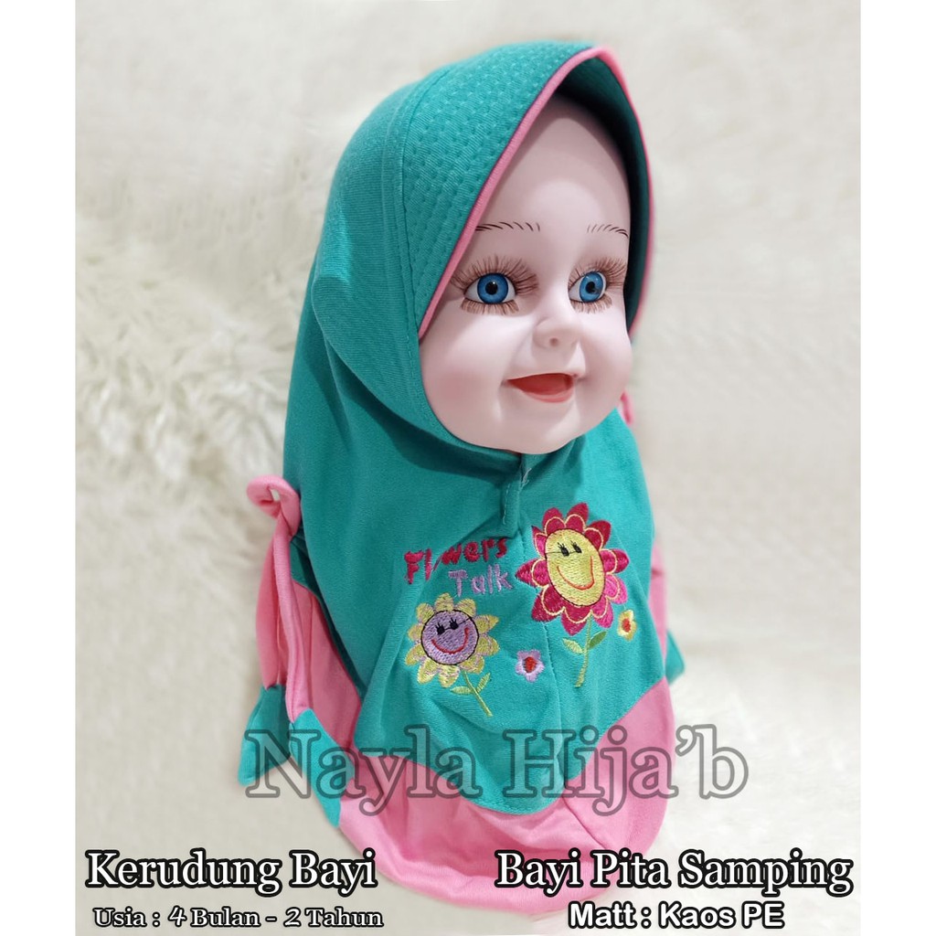 Kerudung Bayi Pita Samping RANDOM Jilbab Bayi Lucu Bordir  Untuk 0 Bulan - 2 Tahun Nayla Hijab