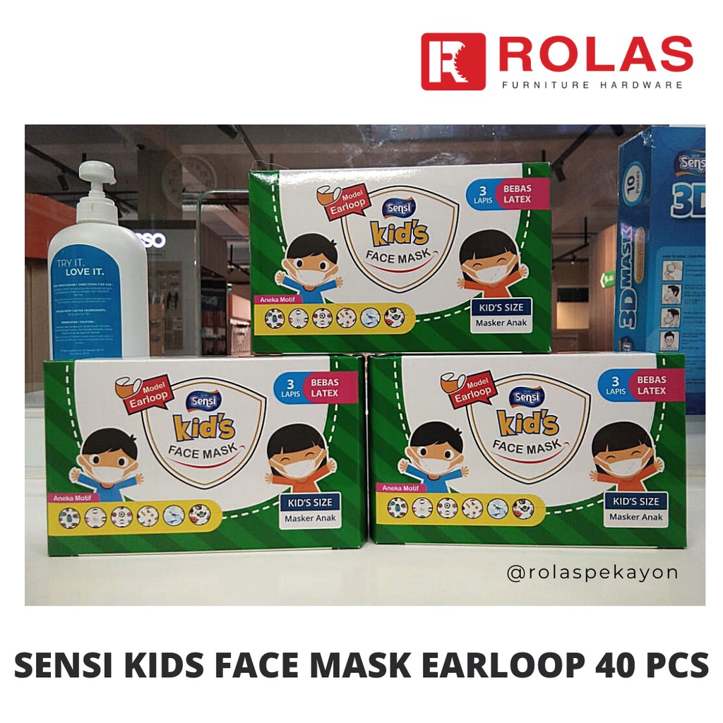 SENSI KIDS FACE MASK EARLOOP 40 PCS / MASKER ANAK SENSI / MASKER KARAKTER / MASKER ANAK 3 PLY