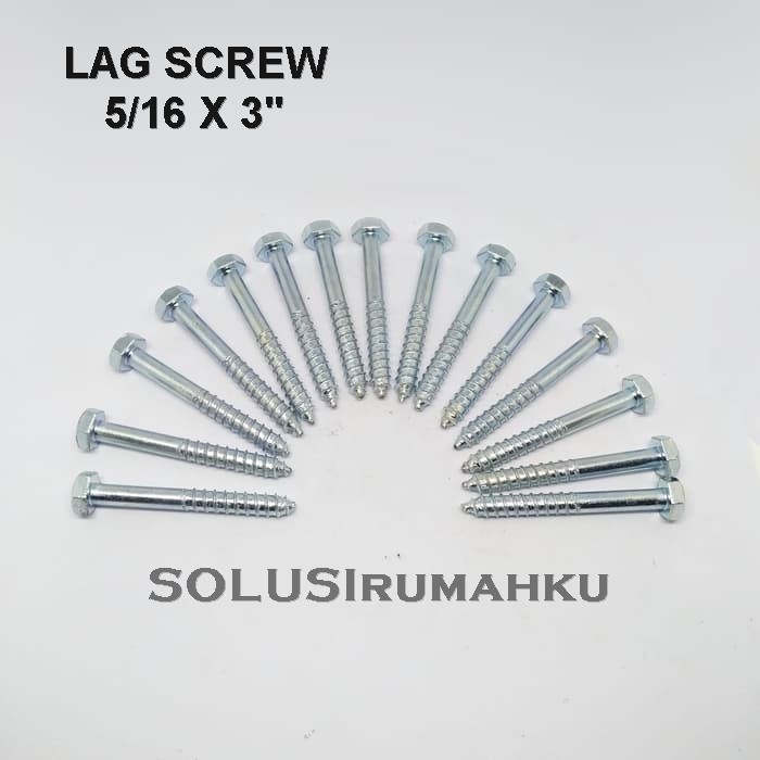 LAG SCREW 5/16 X 3 inch DESK SKRUP 7.5 CM / Deskrup Deck Dekskru Skrup