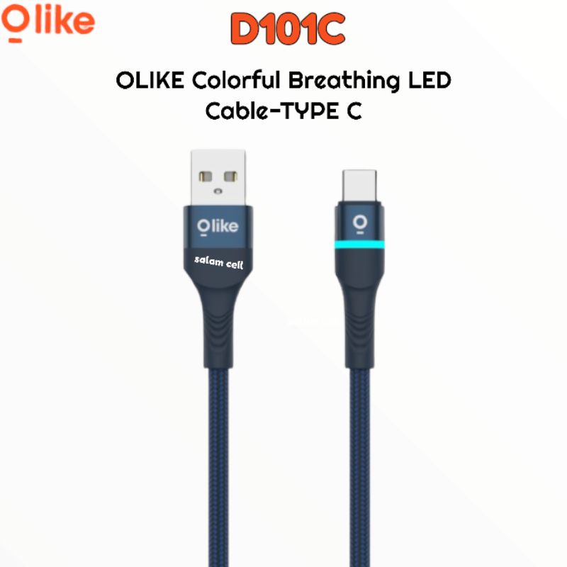 Kabel Data Type-C OLIKE Colorful Breathing LED Cable-TYPE C (D101C)