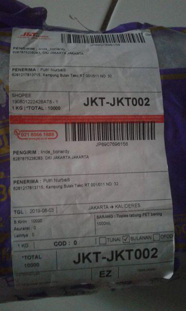 Toples Tabung Pet Bening 1000ml