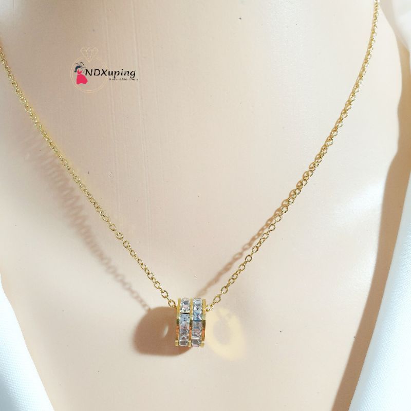 Kalung Liontin Bulat 2 Full Diamond N29122101