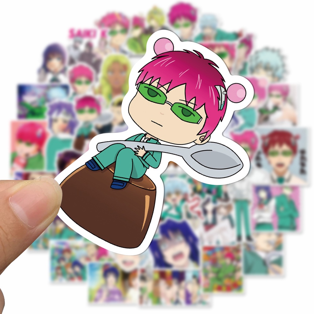 50pcs Stiker Kartun Anime Jepang Saiki K Anti Air Untuk Laptop