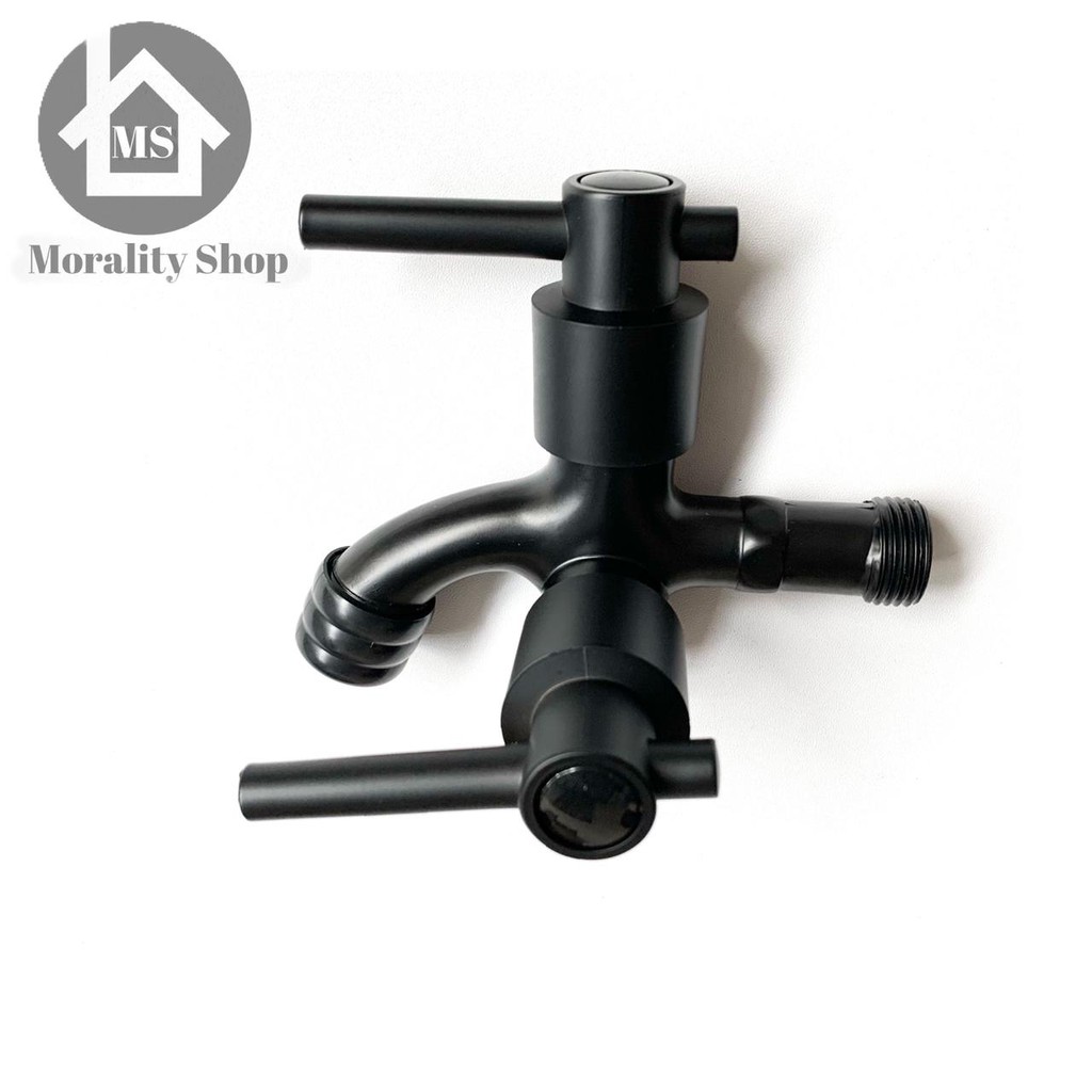 Kran Cabang HITAM Minimalis FKC54BL- Keran air Double Dua Shower black utk bak dan jet shower Y30