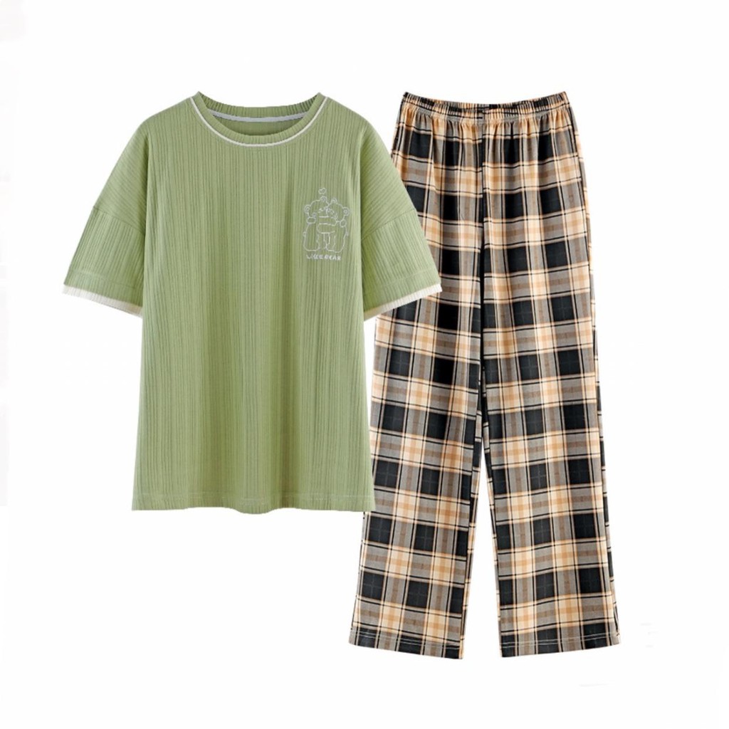 Baju Tidur Piyama Set/Piyama Wanita Import/Baju Piyama Cantik Celana Panjang/Woman Sleep Wear-Hijau