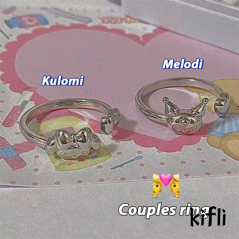 Cincin Model Terbuka Desain Kartun Melody Kuromi Untuk Hadiah Ulang Tahun / Valentine