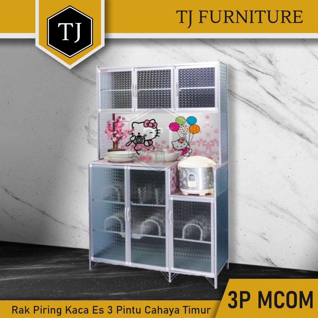 Cahaya Timur Rak Piring / Kitchen Locker / Lemari Dapur 3 Pintu Kaca Es - 3P MCOM Kaca Es