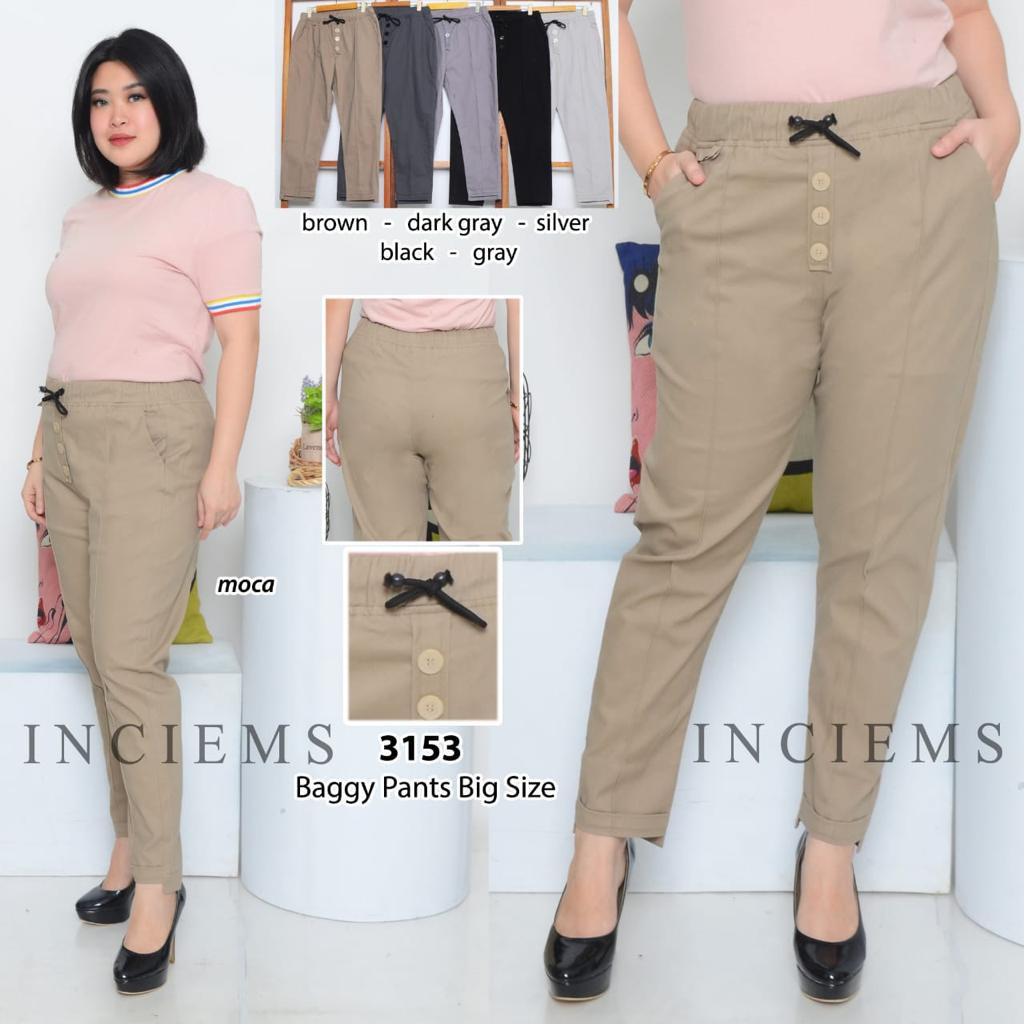 gof INCIEM Celana Panjang Baggy Pant JUMBO Wanita Celana Panjang Full Karet