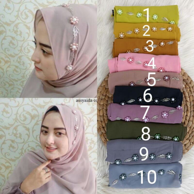 PASHMINA PUTIK/PASHMINA TALI MUTIARA/PASHMINA INSTAN MUTIARA/PASHMINA PESTA