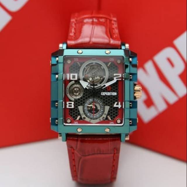 Jam Tangan Expedition E6757B Wanita Blue / Red Original