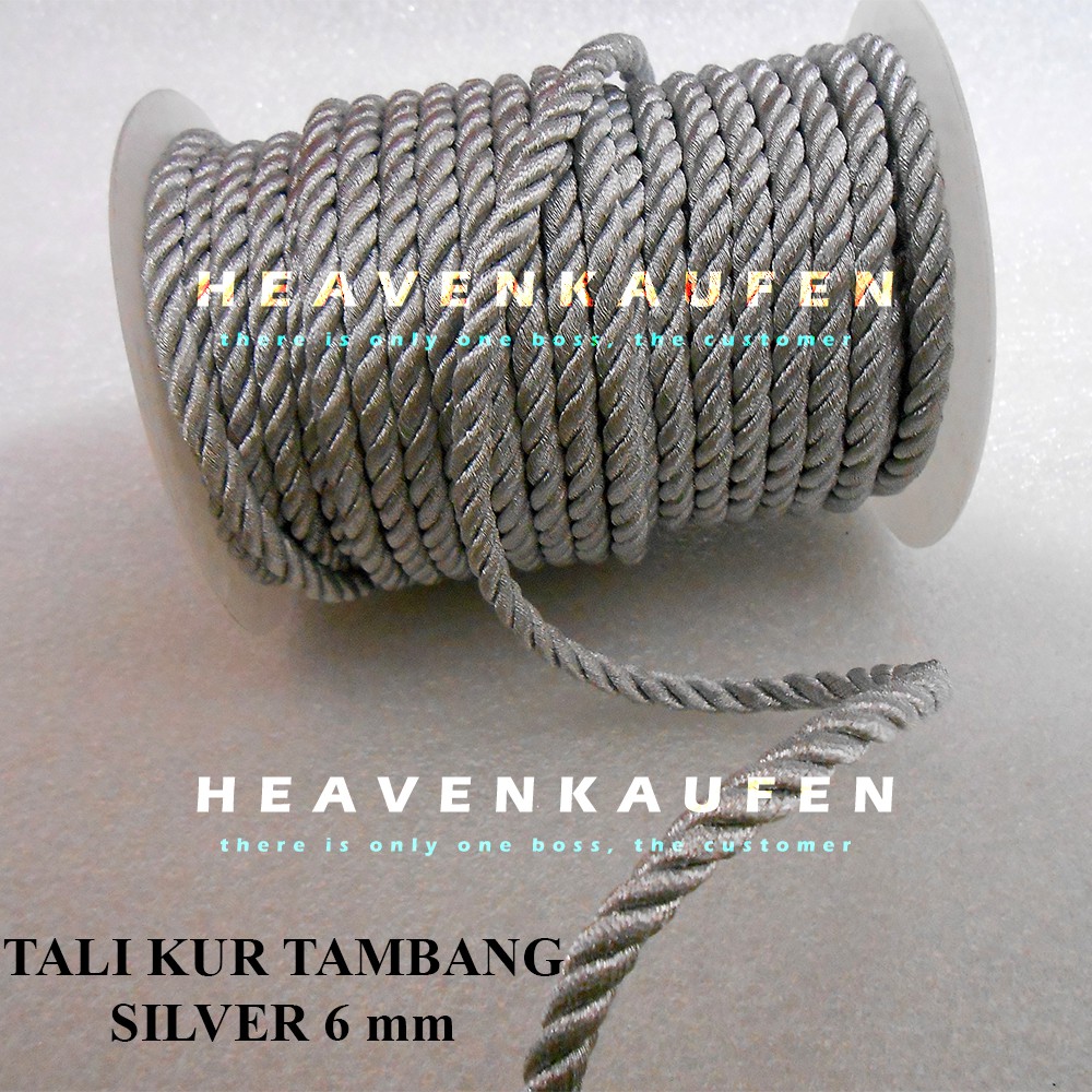 Tali Silver / Tali Kur Tambang Silver 6 mm Meteran Untuk Tali Gorden Dll