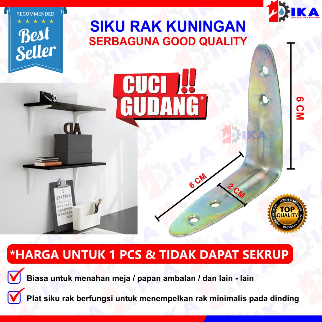 BRAKET SIKU MINI ZINC PLAT (60mm / 6cm ) L-Shaped Angle Bracket Fastener Rak Ambalan