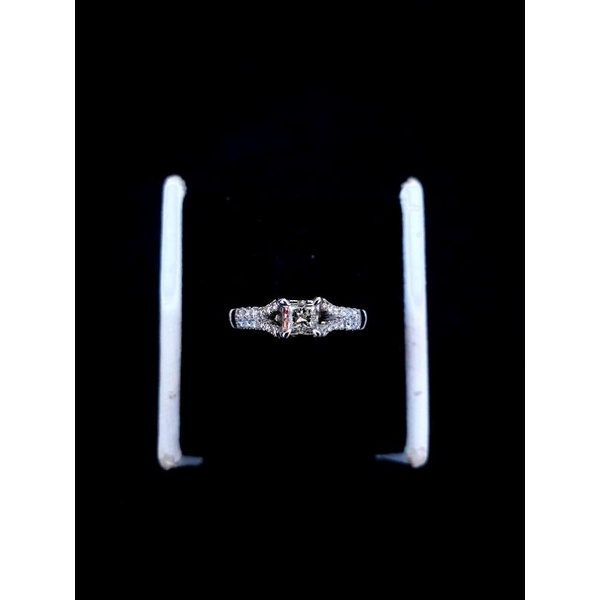 cincin mata 1 berlian kotak ring emas putih berlian