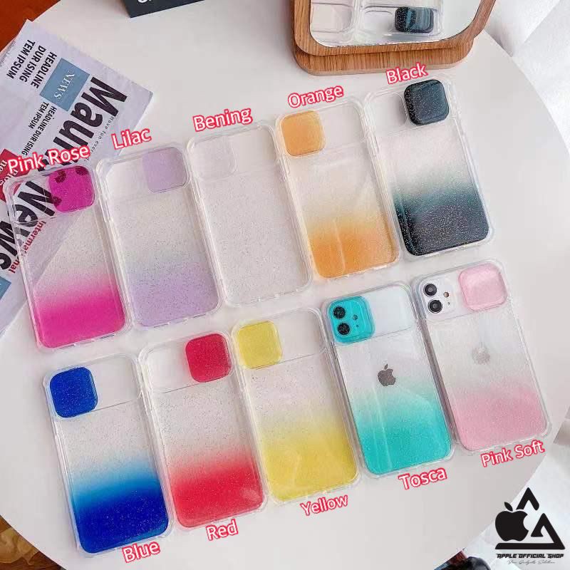 Case Slide Camera iPhone 12 12PRO 12PROMAX Candy Bening Gradasi Gilliter Anti Crack Silikon Softcase