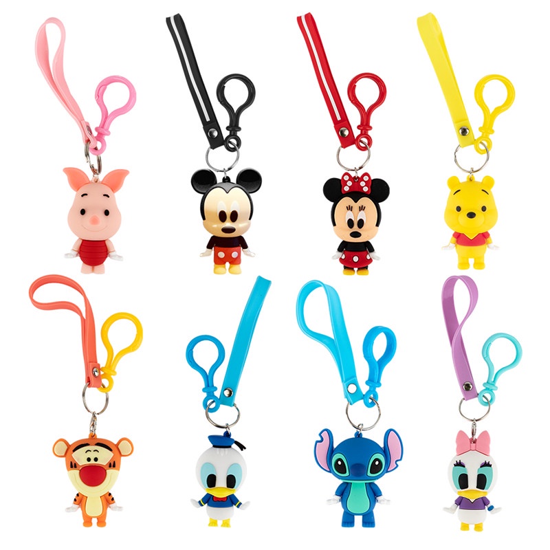 TK Fashion Creative Mickey Donald Duck Resin Keychain Wennie The Pooh Stitch Action Figure Keychain Figure Doll Toys