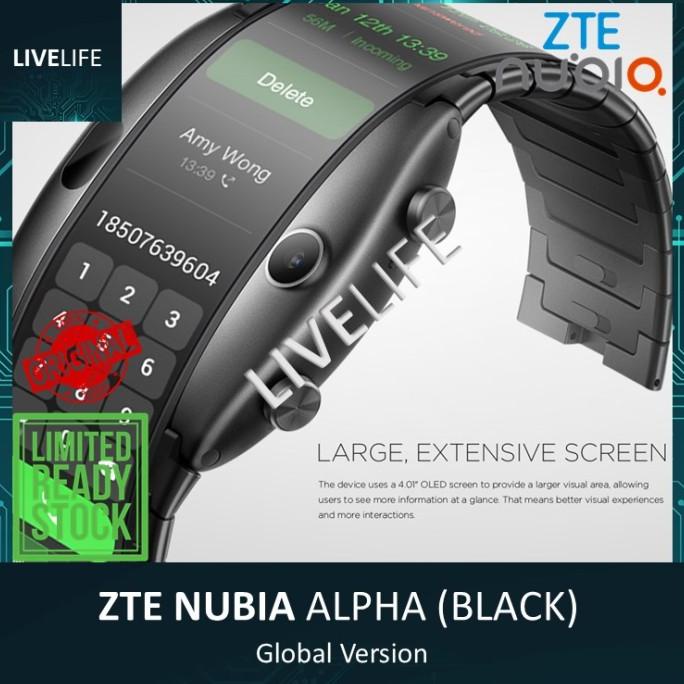 Zte Nubia Alpha (Hitam) - Smartwatch Dengan Layar Fleksibel 4.01"