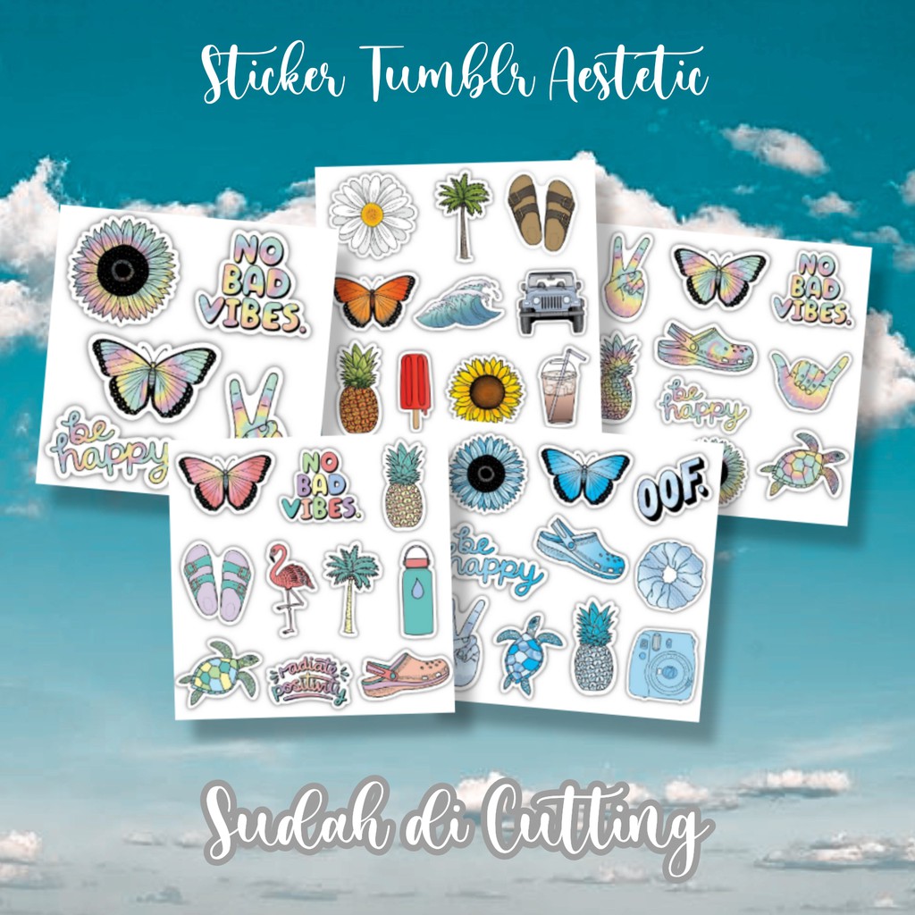 

Stiker Tumblr Tie Die Sticker Aesthetic Good Vibes Pack By Okashi Store