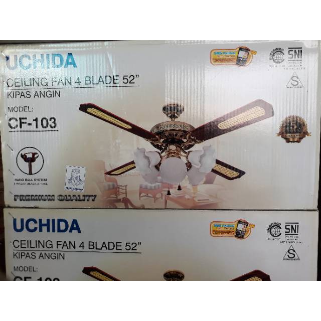 Ceiling Fan Uchida 52 inch 5 Lampu Uchida CF 103 (Coklat)