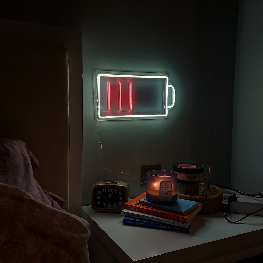 NEON LED BENTUK BATTERY / NEON GAMBAR BATERAI / NEON LUCU GAMBAR BATERI