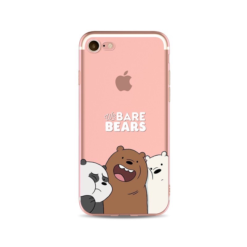 Cute We Bare Bears Case Casing Pelindung dengan Bahan TPU untuk iPhone 7+ , iPhone 8+ , iPhone X