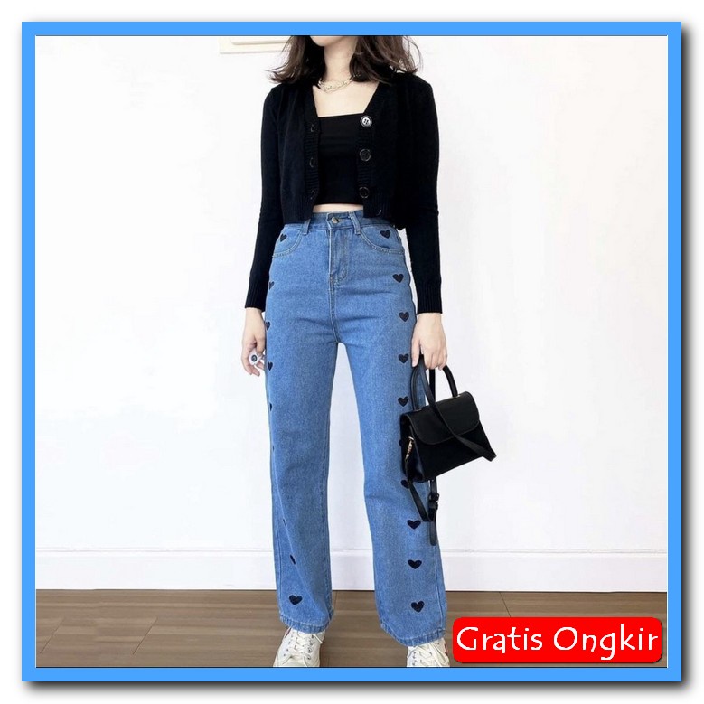 Hight Waist Kulot Snow Sobek Premium Kulot Snow Ripped Rq809 Montana  Kulot Love Bordir Medium Blue