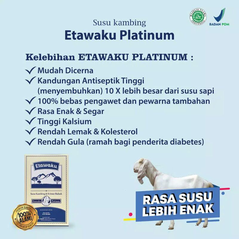 

Etawaku Platinum 3x Atasi Masalah Pernafasan - Susu Kambing Bubuk Provit