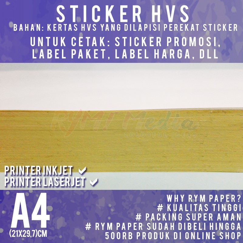 

ghg Lembar Sticker HVS A4 / Kertas Stiker Matte Doff A4 1 Rim