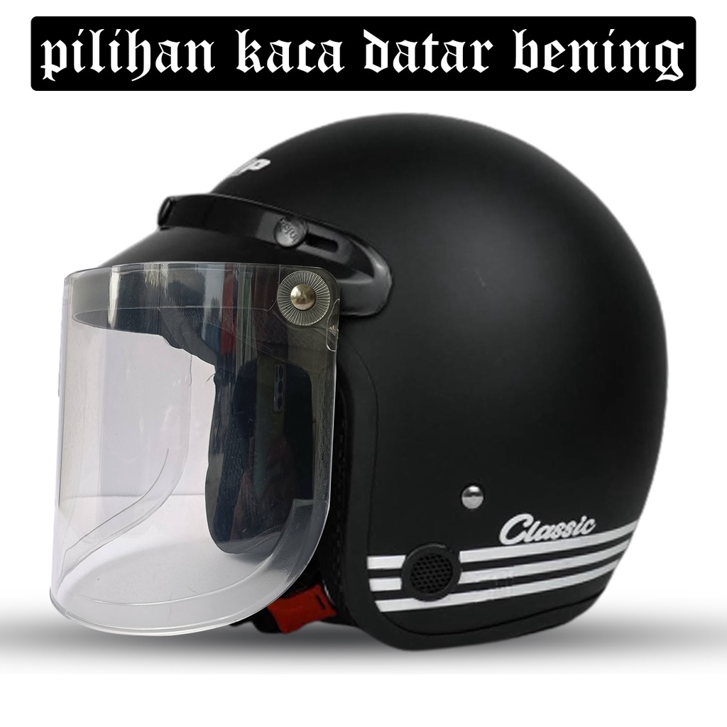 HELM BOGO RETRO DEWASA FULL LEHER UNTUK PRIA DAN WANITA DEWASA HELM MURAH KUALITAS PREMIUM KACA DATAR INJAK KACA CEMBUNG HITAM BENING COD